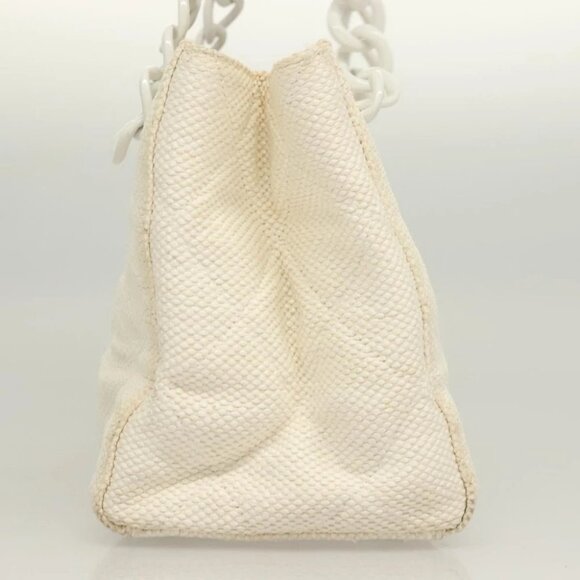 CHANEL Matelasse Chain Shoulder Bag Straw White CC - Picture 4 of 16